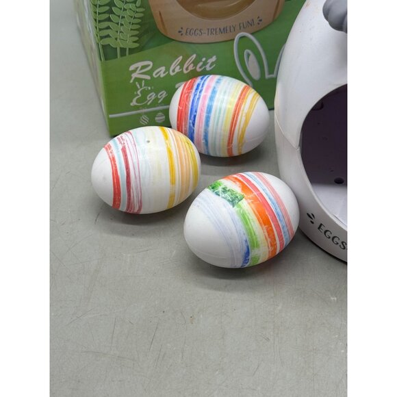 DIY gray Rabbit Egg Spinner With Colorful 4 Eggs Plastic used fun READ - Picture 2 of 9